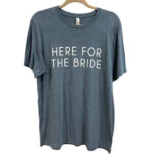 Friday + Saturday Denim Blue "Here for the Bride" Graphic Tee Size Large